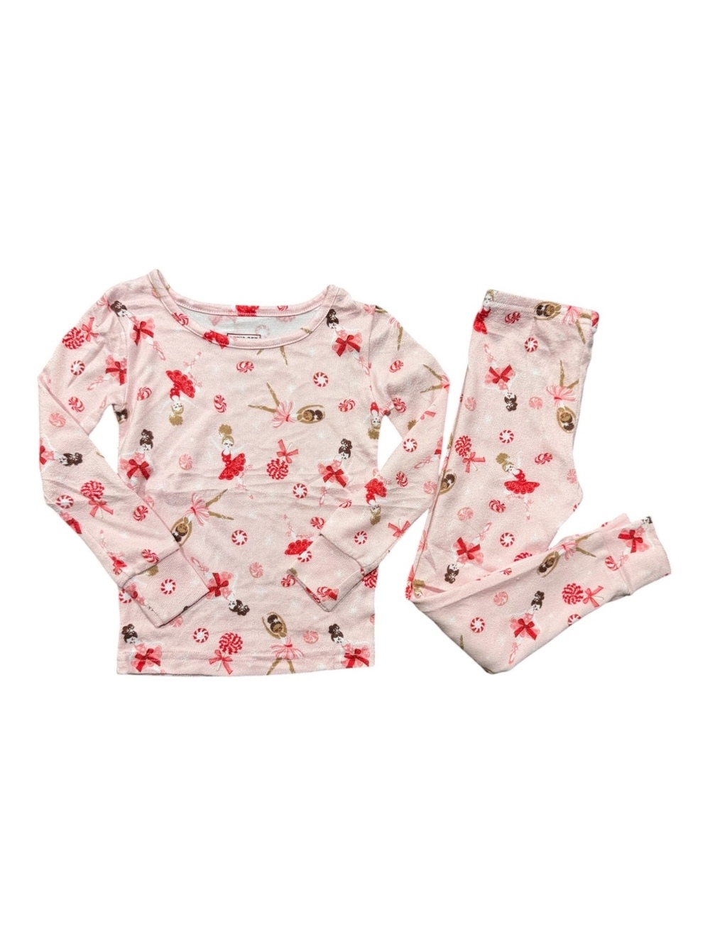 Let's Get Cozy Toddler Girls' 2-Piece Pink Ballet Print Pajama Set, Size 3T